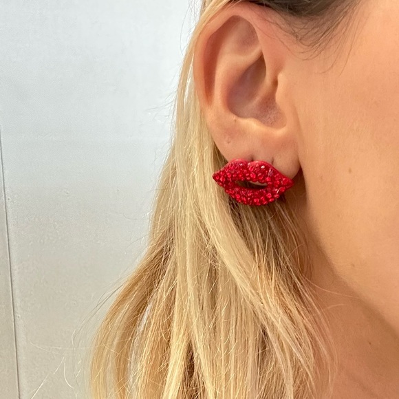 Fancy Red Lips Stud Earrings - Picture 3 of 3